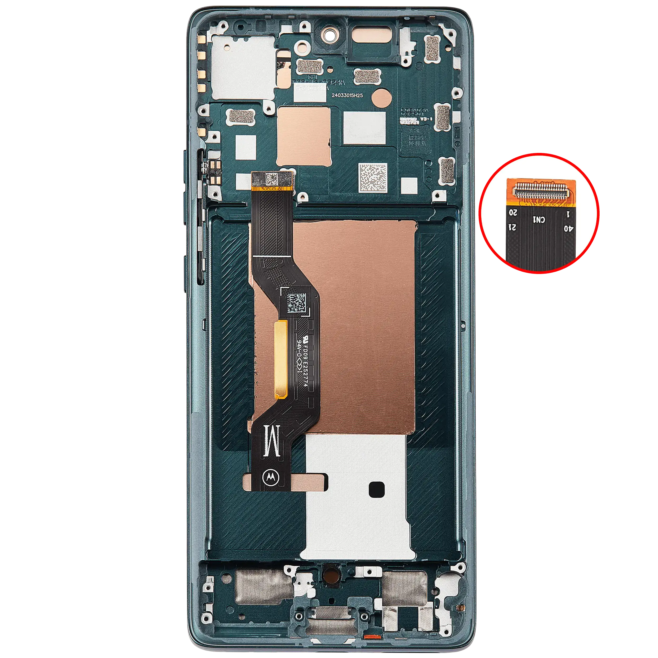 OLED Display mit Rahmen für Motorola Moto Edge 50 (XT2407-3 / 2024) (professionell aufgearbeitet) (Jungle Green) – Bild 4
