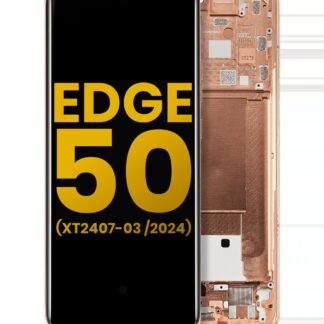 OLED Display mit Rahmen für Motorola Moto Edge 50 (XT2407-3 / 2024) (professionell aufgearbeitet) (Peach Fuzz)