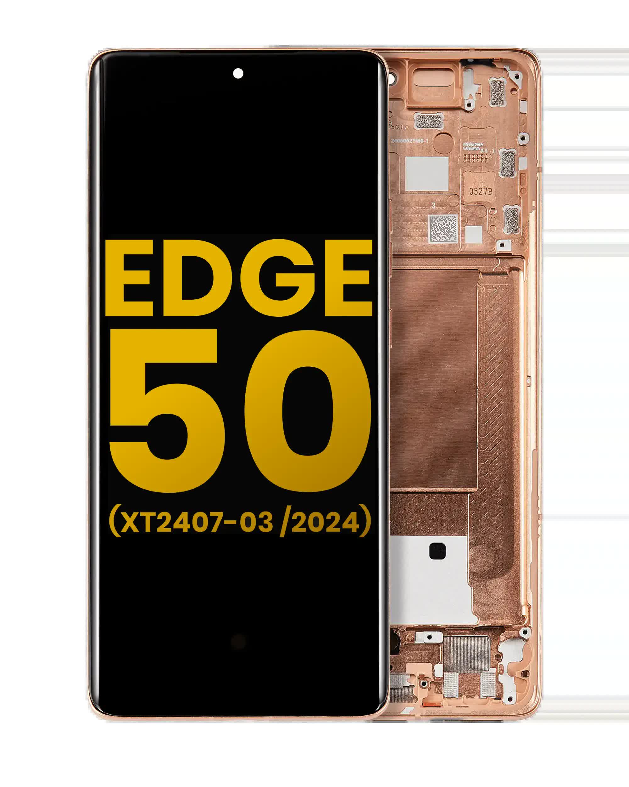 OLED Display mit Rahmen für Motorola Moto Edge 50 (XT2407-3 / 2024) (professionell aufgearbeitet) (Peach Fuzz)