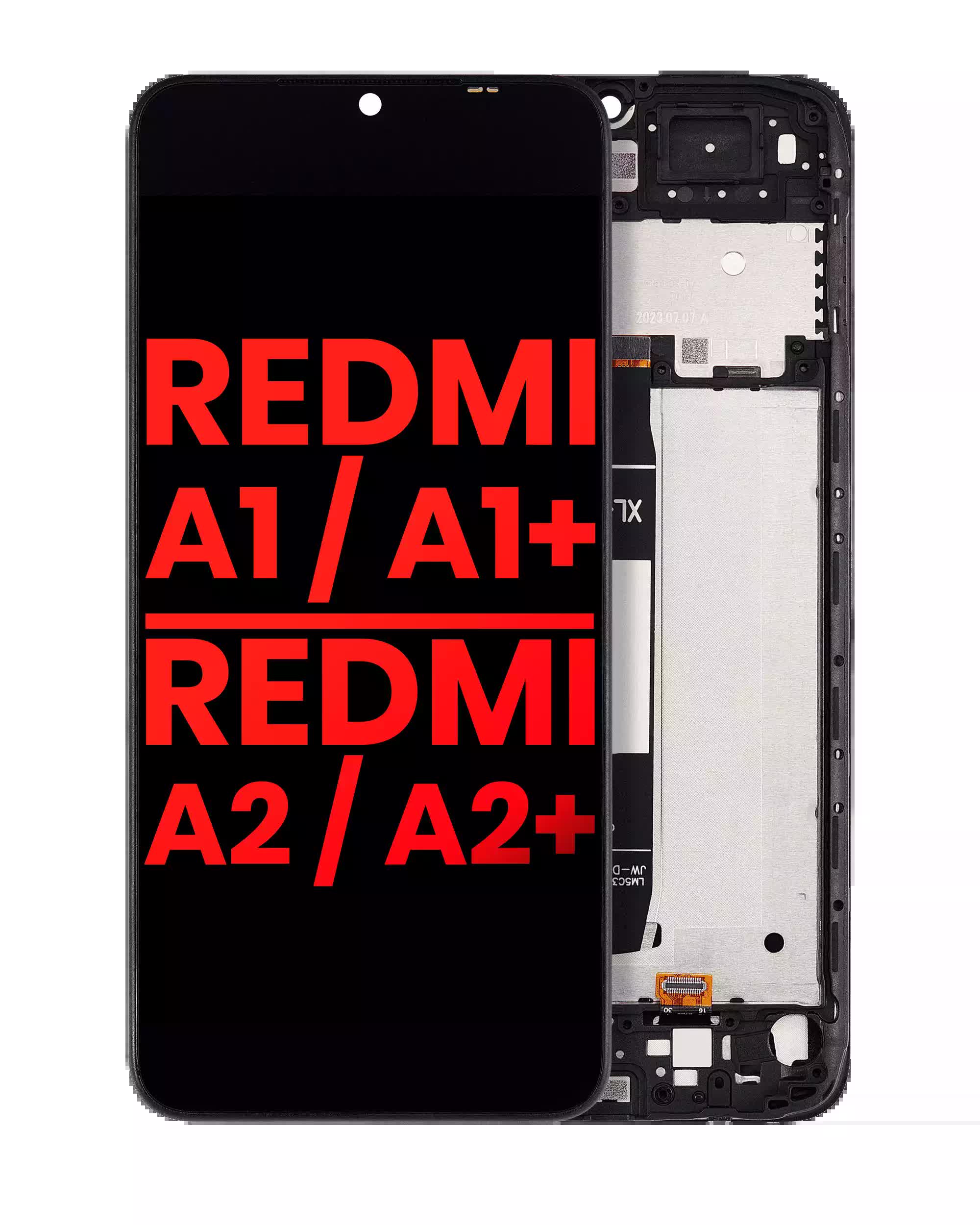 LCD Display mit Rahmen für Xiaomi Redmi A1 / Xiaomi Redmi A1+ / Redmi A2 / Redmi A2+ (Aftermarket Plus)