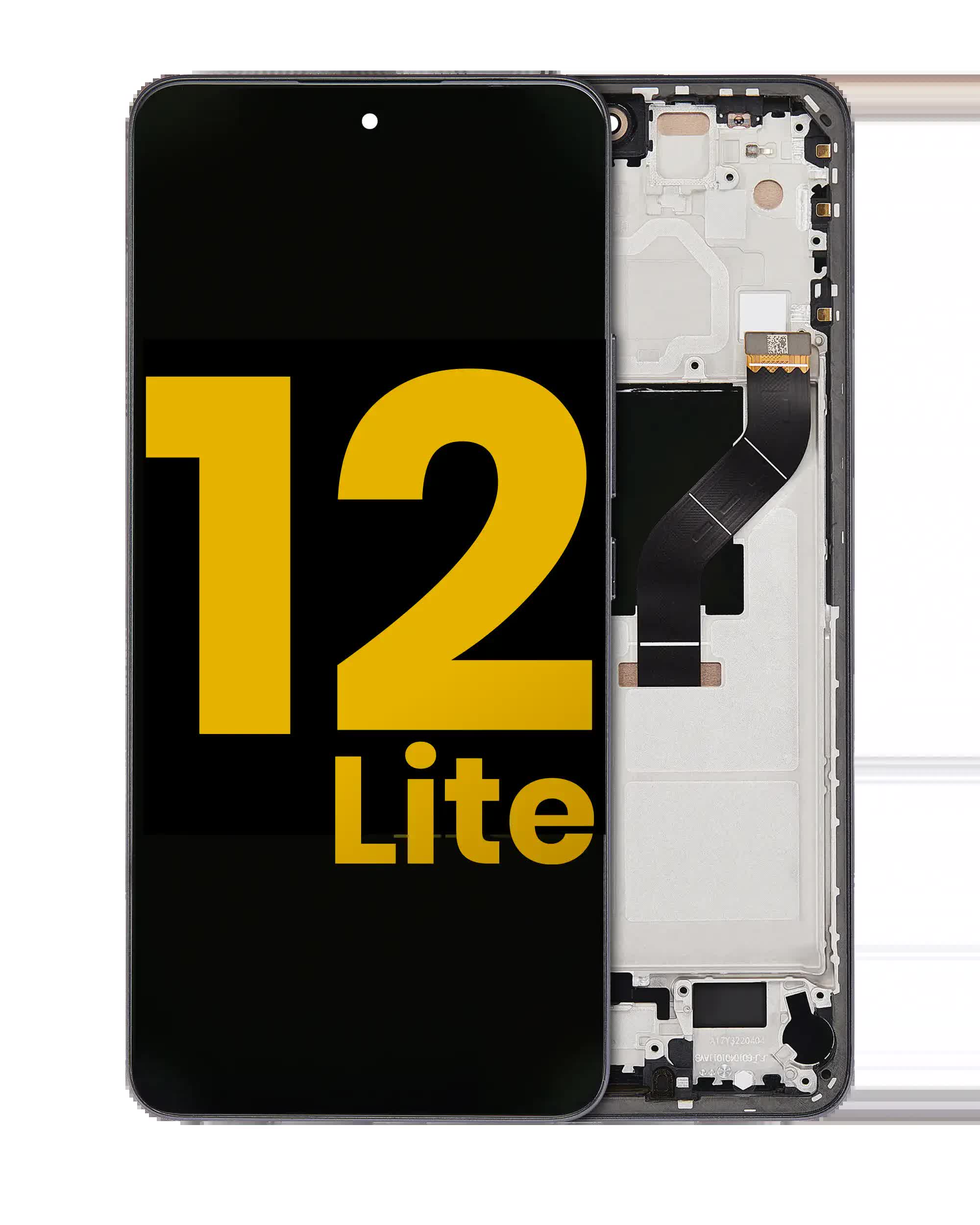 OLED Display mit Rahmen für Xiaomi 12 Lite (professionell aufgearbeitet) (Black (Schwarz))