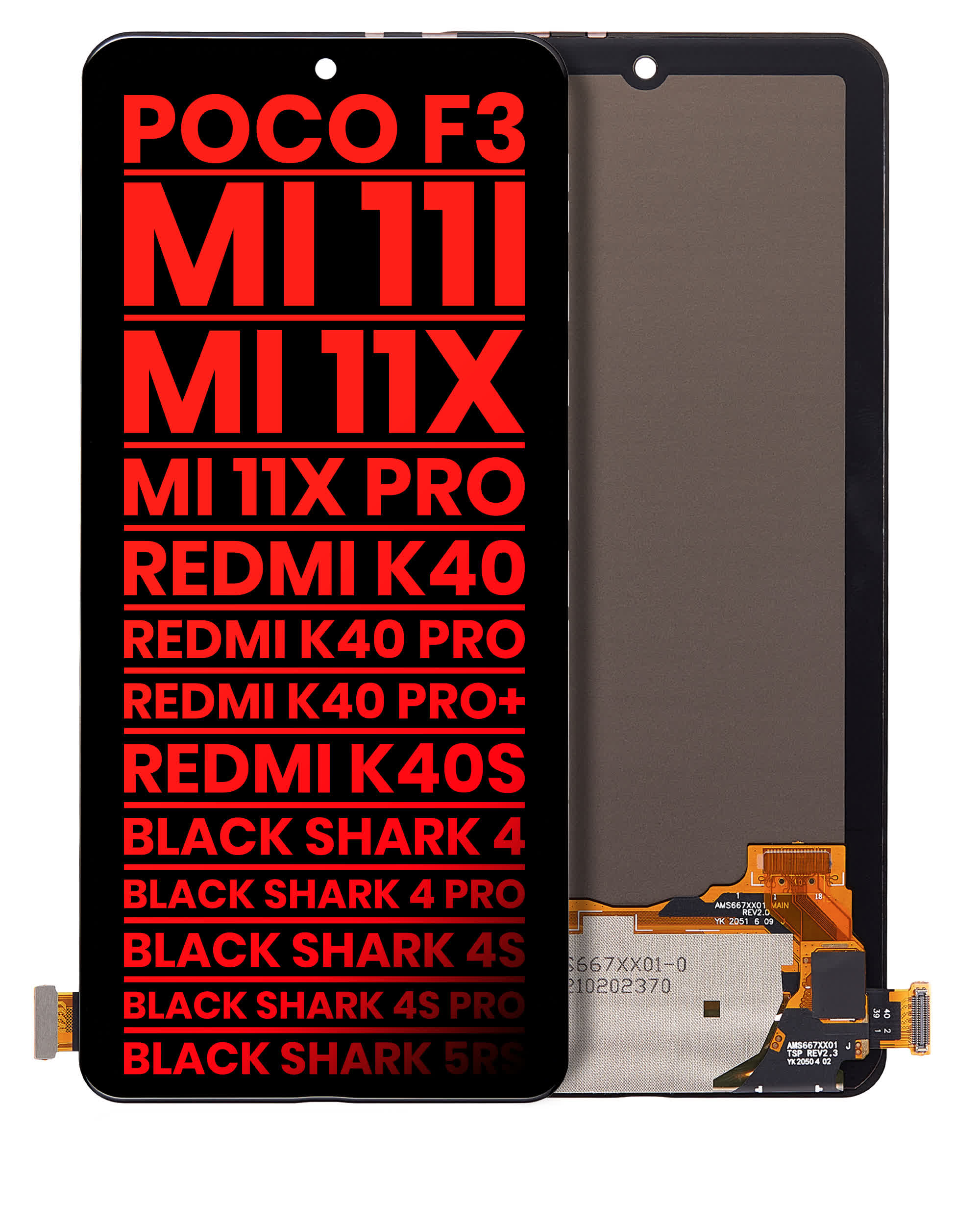 OLED Display ohne Rahmen für Xiaomi Poco F3 / Poco F4 / MI 11i / MI 11X / MI 11X Pro / Redmi K40 / K40 Pro / K40 Pro+ / K40S / Shark 4 /4 Pro /4S /
