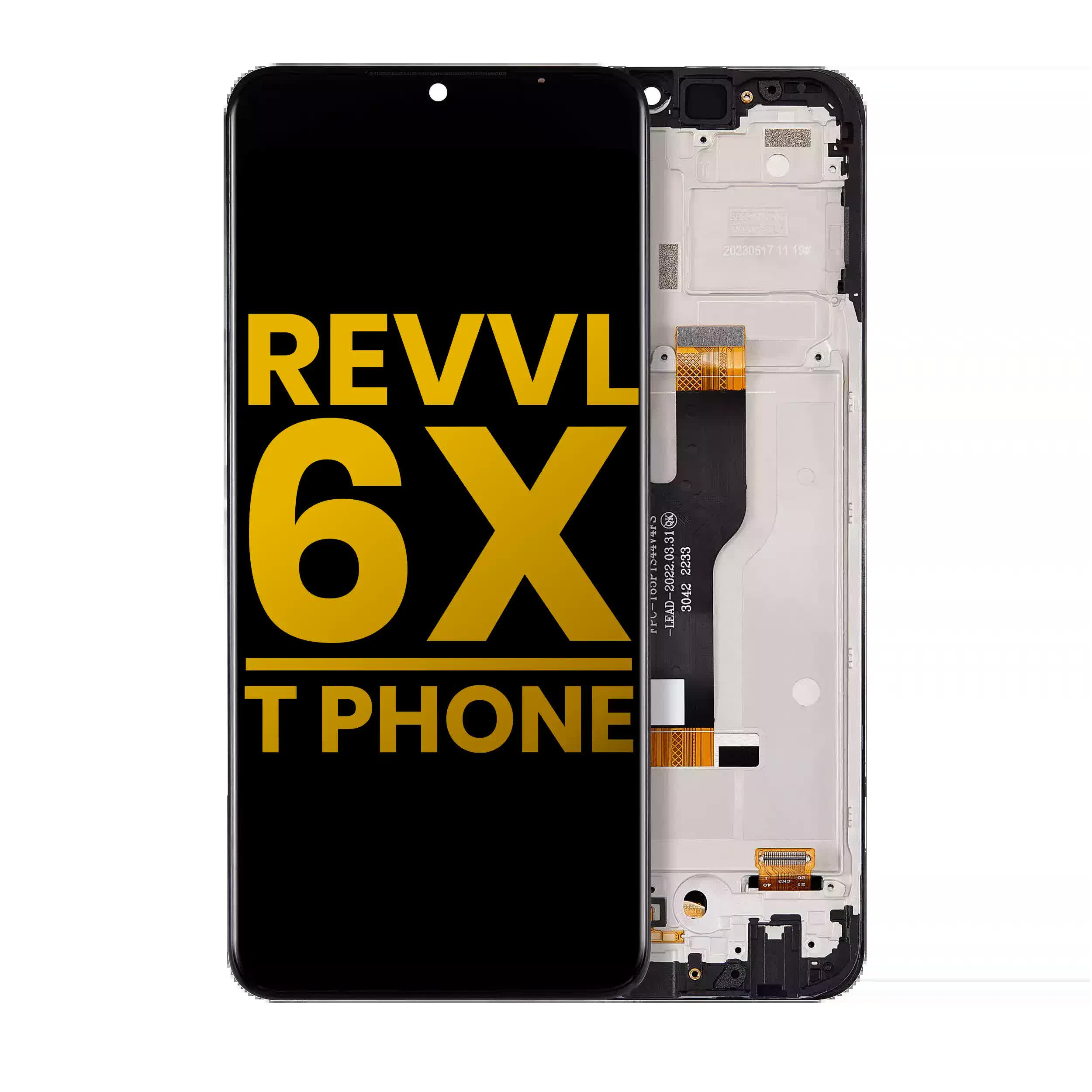 LCD Display mit Rahmen für T-Mobile Revvl 6X 5G / T Phone (professionell aufgearbeitet)