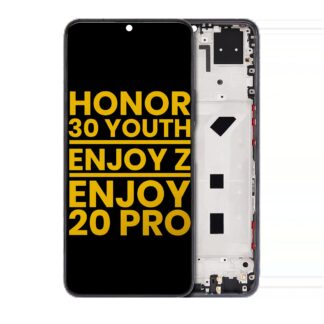 LCD Display mit Rahmen für Honor 30 Youth / Huawei Enjoy Z 5G / Huawei Enjoy 20 Pro (professionell aufgearbeitet) (Magic Night Black)