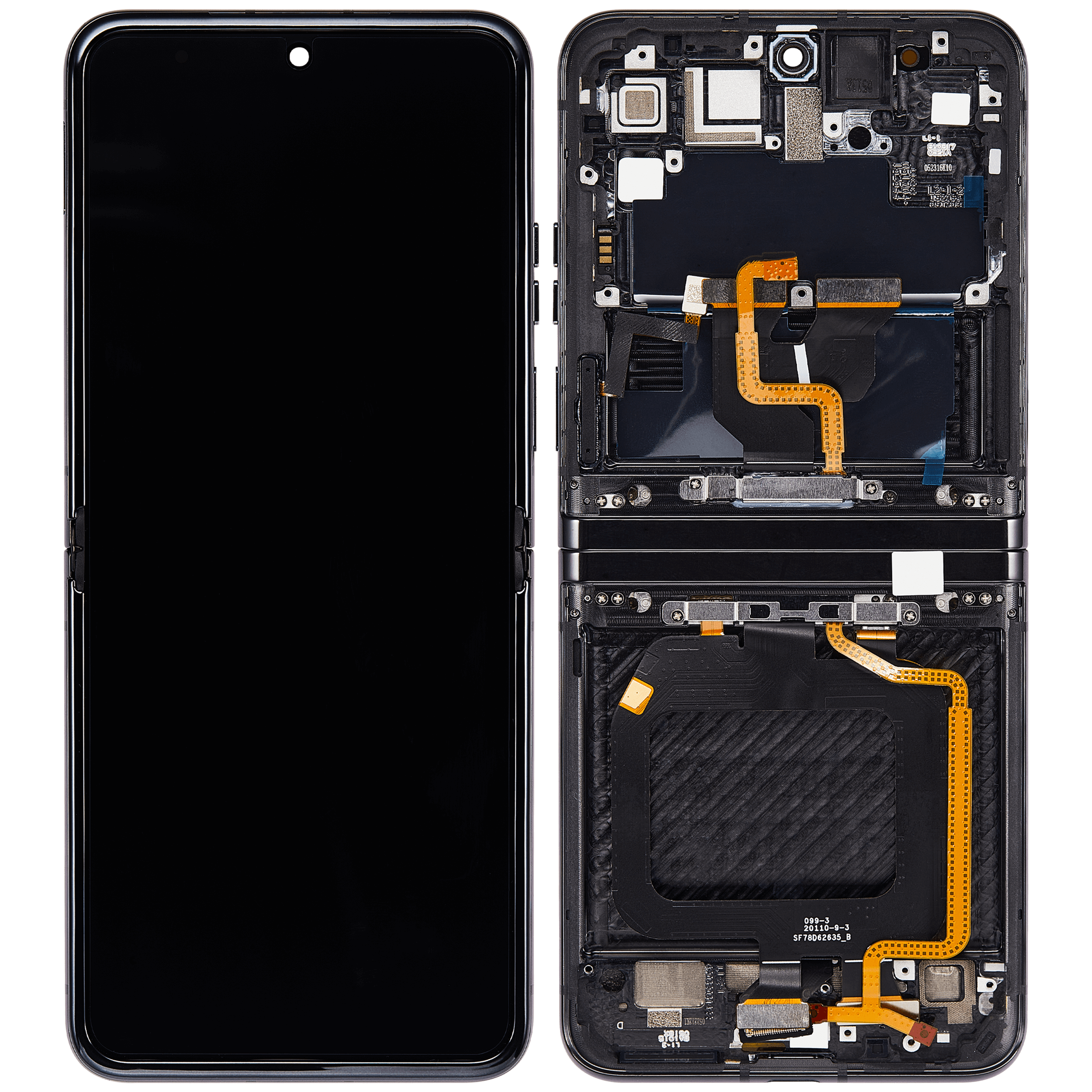 Inner OLED Display mit Rahmen für Motorola Moto Razr Plus 2023 / Razr 40 Ultra (XT2321 / 2023) (professionell aufgearbeitet) (Infinite Black) – Bild 2