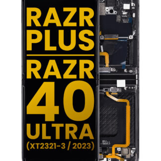 Inner OLED Display mit Rahmen für Motorola Moto Razr Plus 2023 / Razr 40 Ultra (XT2321 / 2023) (professionell aufgearbeitet) (Infinite Black)