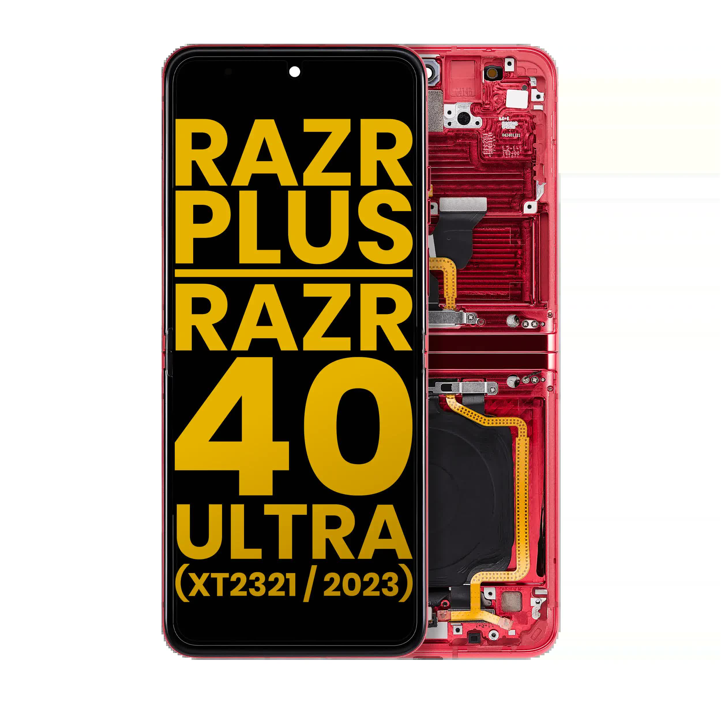 Inner OLED Display mit Rahmen für Motorola Moto Razr Plus 2023 / Razr 40 Ultra (XT2321 / 2023) (professionell aufgearbeitet) (Viva Magenta)
