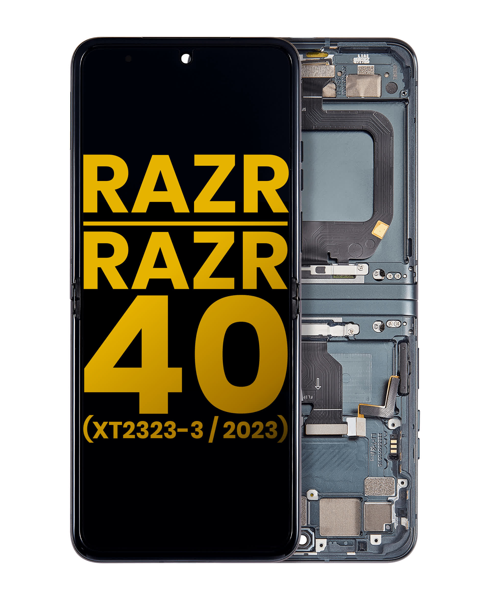 Main OLED Display mit Rahmen für Motorola Razr 2023 / Razr 40 (XT2323 / 2023) (professionell aufgearbeitet) (Sage Green)