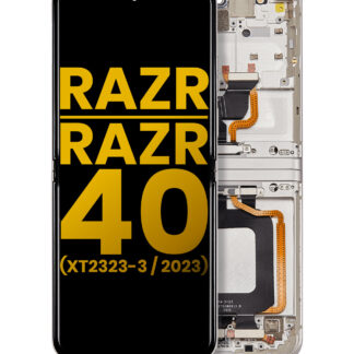 Main OLED Display mit Rahmen für Motorola Razr 2023 / Razr 40 (XT2323 / 2023) (professionell aufgearbeitet) (Vanilla Cream)