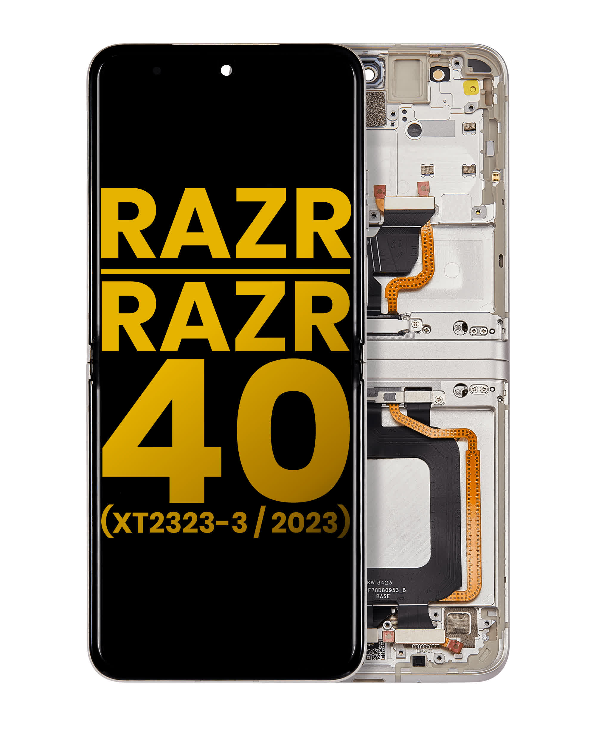 Main OLED Display mit Rahmen für Motorola Razr 2023 / Razr 40 (XT2323 / 2023) (professionell aufgearbeitet) (Vanilla Cream)