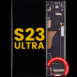 OLED Display mit Rahmen für Samsung Galaxy S23 Ultra (US & International) (professionell aufgearbeitet) (Phantom Black)