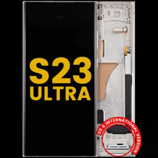 OLED Display mit Rahmen für Samsung Galaxy S23 Ultra (US & International) (professionell aufgearbeitet) (Cream)