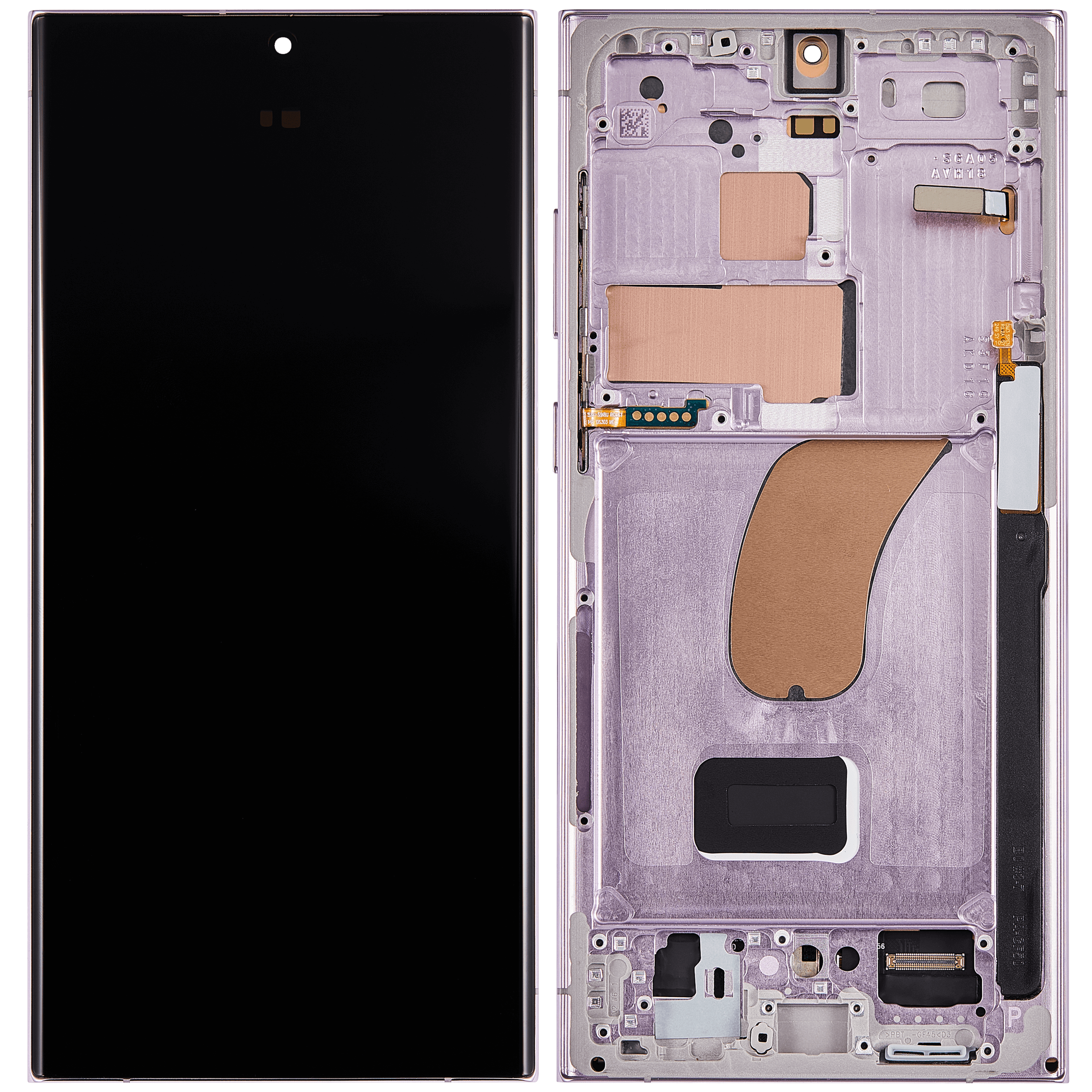 OLED Display mit Rahmen für Samsung Galaxy S23 Ultra (US & International) (professionell aufgearbeitet) (Lavender) – Bild 2