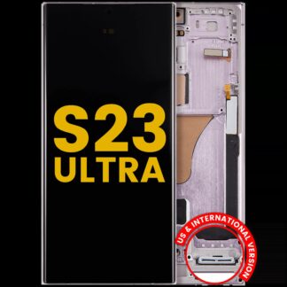 OLED Display mit Rahmen für Samsung Galaxy S23 Ultra (US & International) (professionell aufgearbeitet) (Lavender)