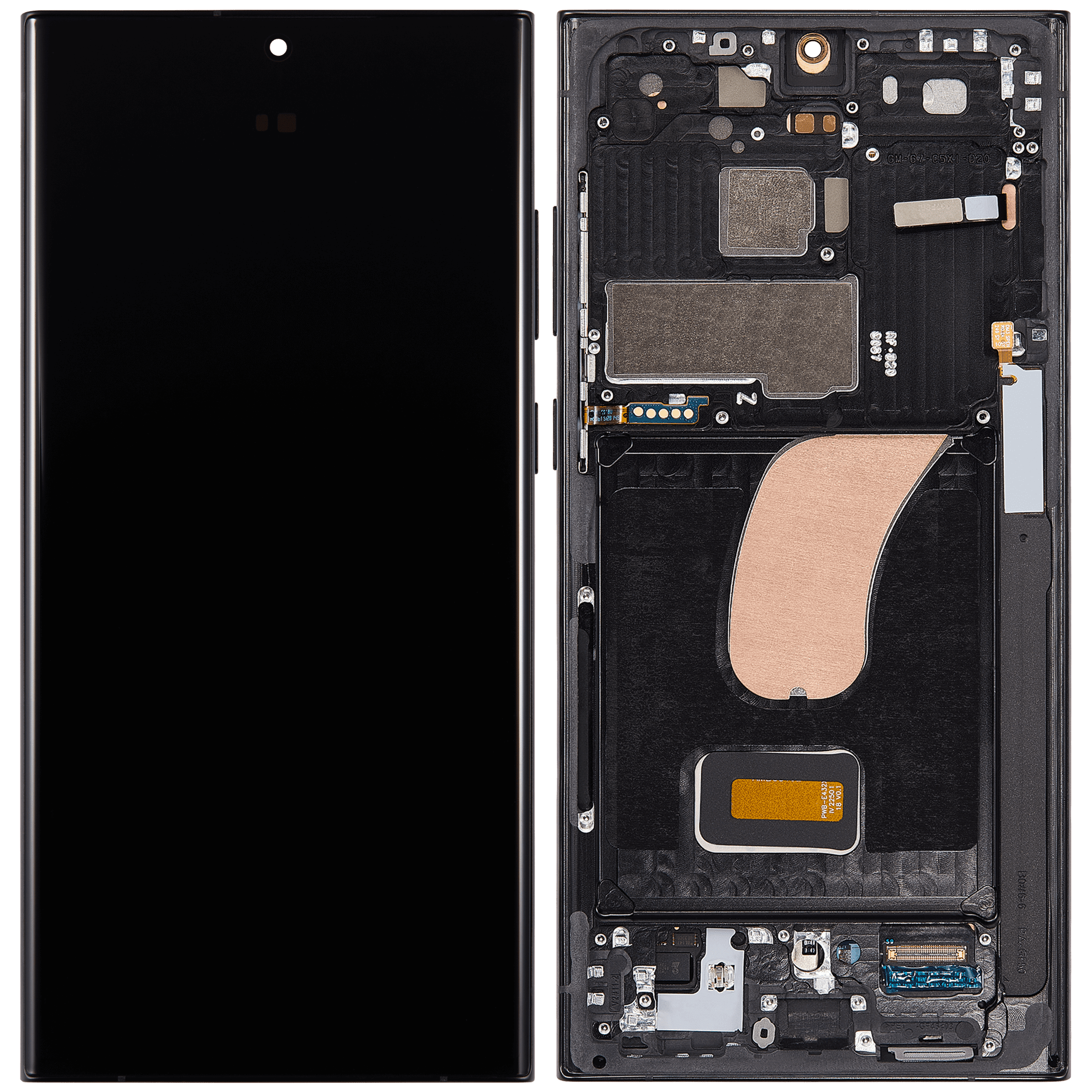 OLED Display mit Rahmen für Samsung Galaxy S23 Ultra (US & International) (professionell aufgearbeitet) (Graphite / Red) – Bild 2