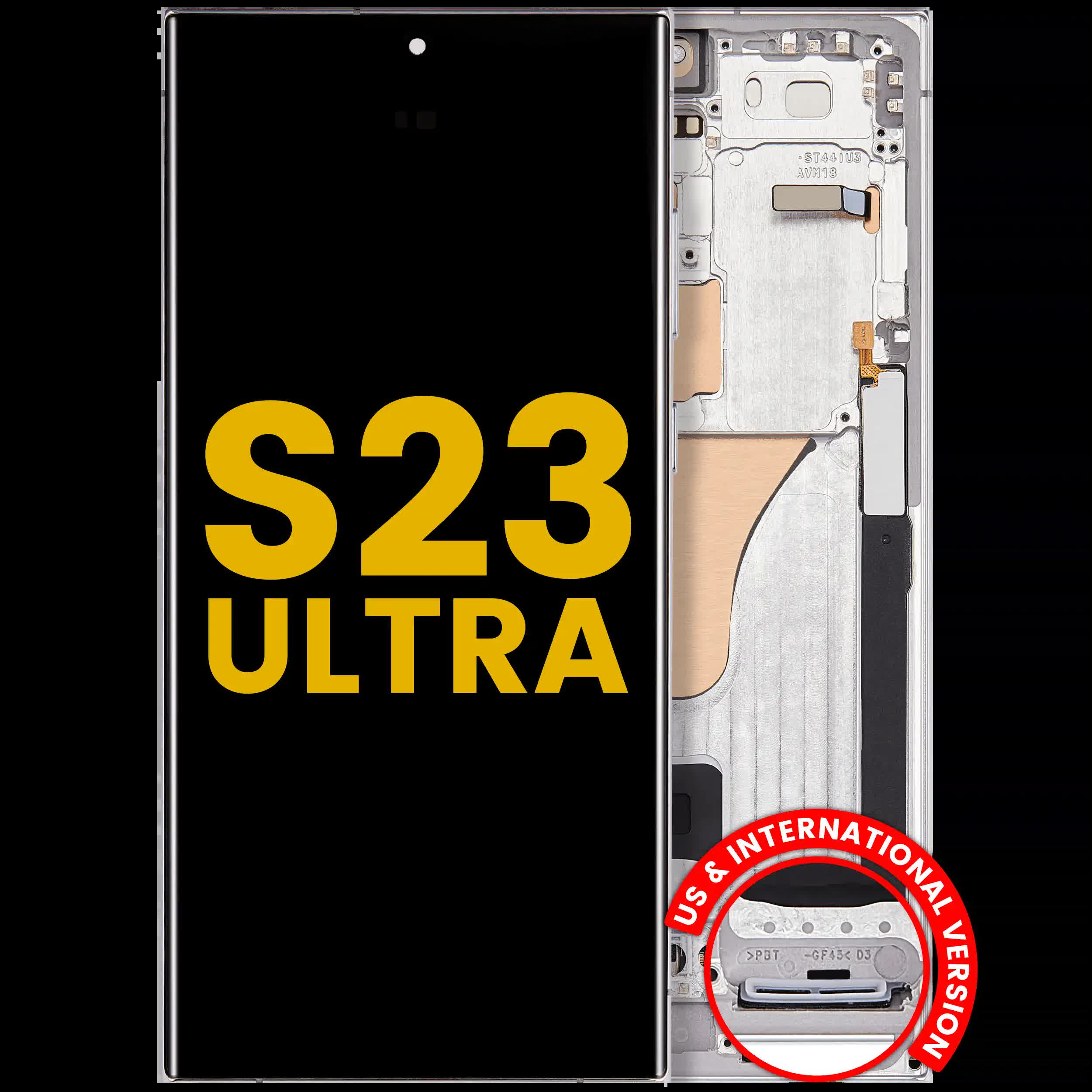 OLED Display mit Rahmen für Samsung Galaxy S23 Ultra (US & International) (professionell aufgearbeitet) (Sky Blue)