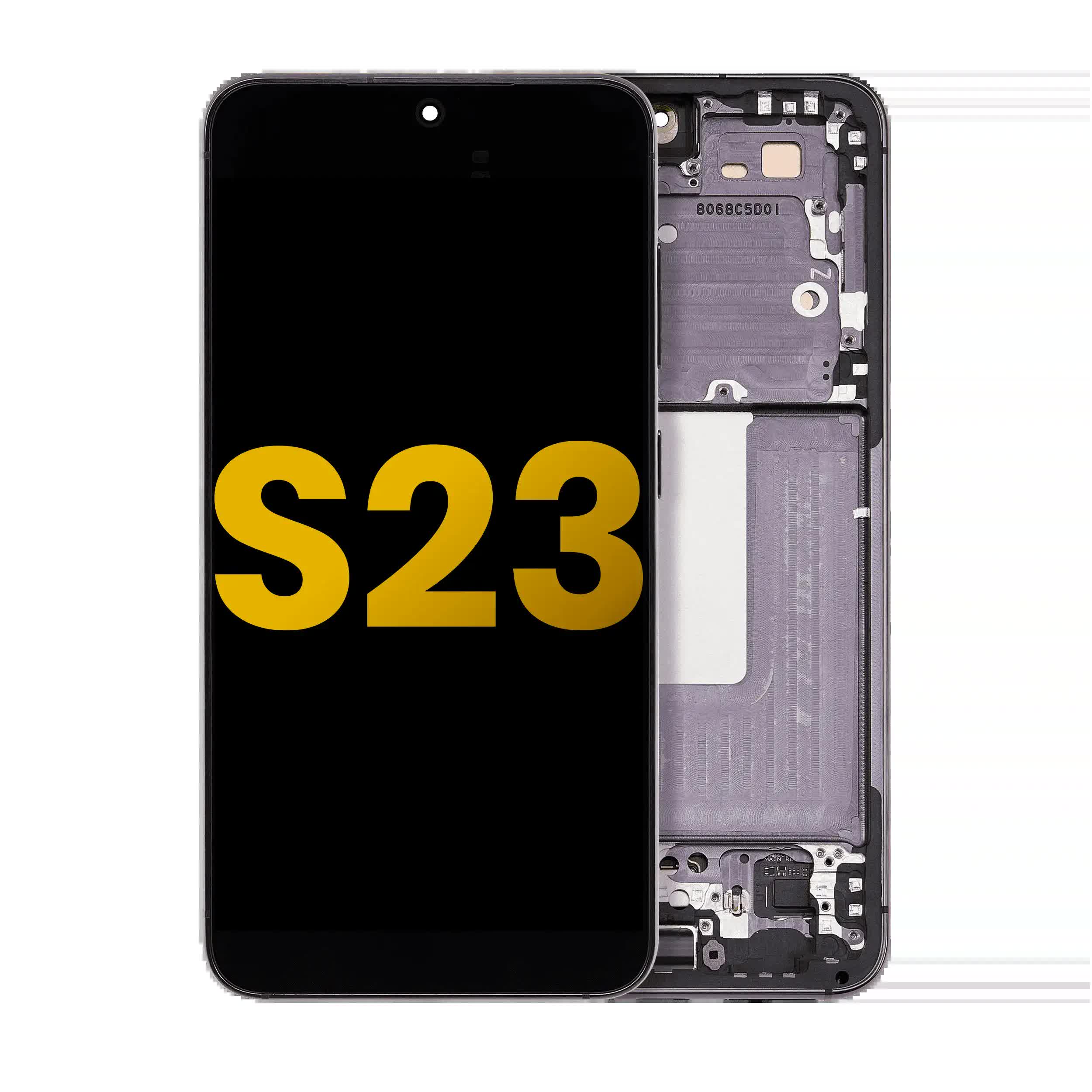 OLED Display mit Rahmen für Samsung Galaxy S23 5G (US & International) (professionell aufgearbeitet) (Phantom Black)
