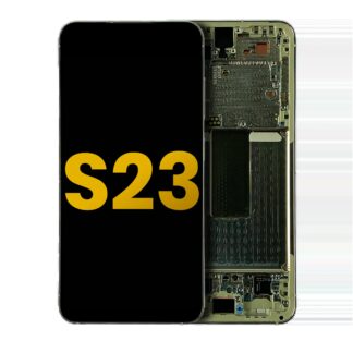 OLED Display mit Rahmen für Samsung Galaxy S23 5G (US & International) (professionell aufgearbeitet) (Cream)