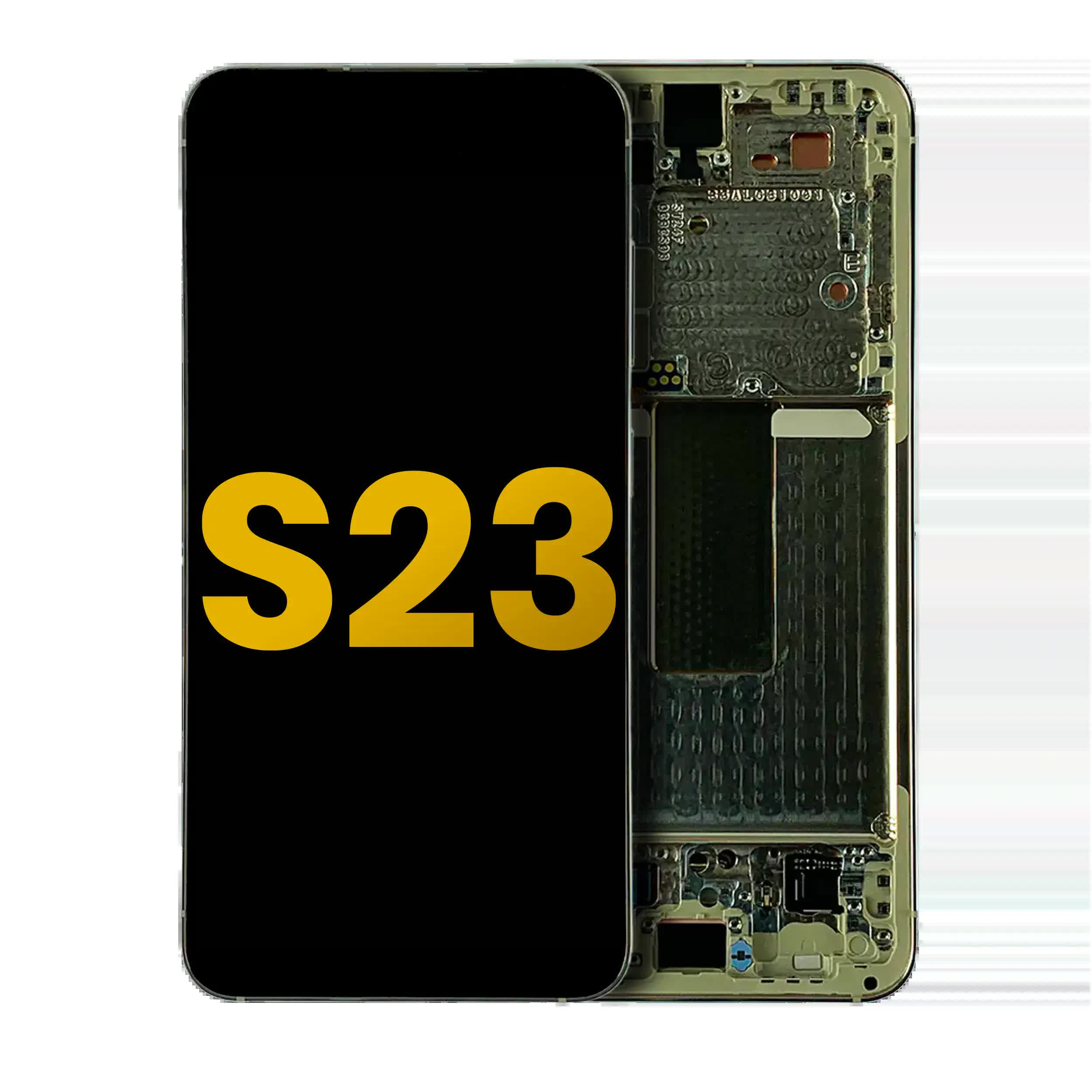 OLED Display mit Rahmen für Samsung Galaxy S23 5G (US & International) (professionell aufgearbeitet) (Cream)