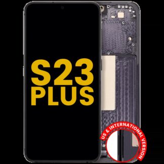 OLED Display mit Rahmen für Samsung Galaxy S23 Plus 5G (US & International) (professionell aufgearbeitet) (Phantom Black)
