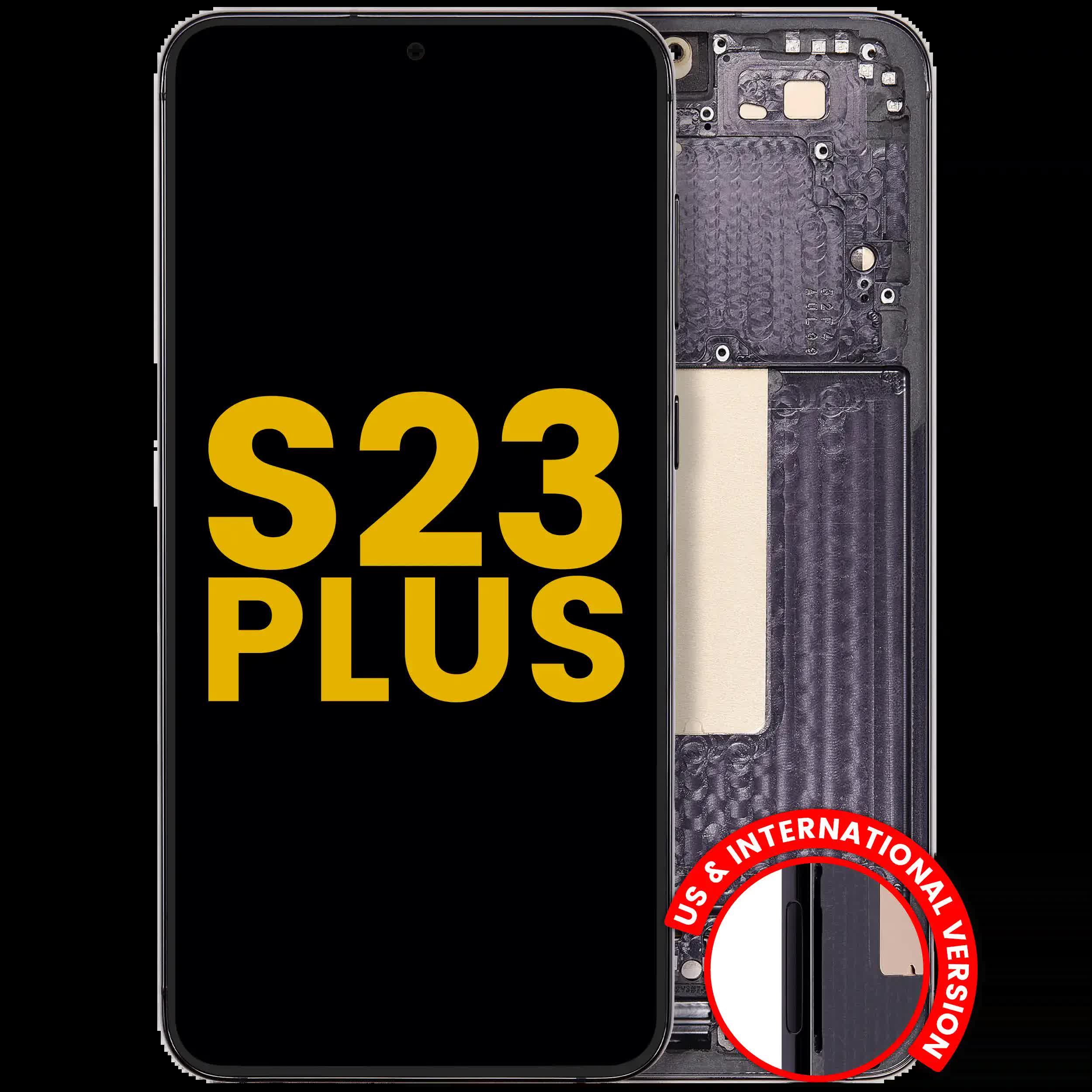 OLED Display mit Rahmen für Samsung Galaxy S23 Plus 5G (US & International) (professionell aufgearbeitet) (Phantom Black)