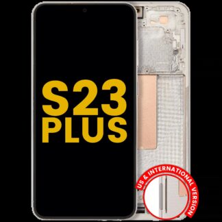 OLED Display mit Rahmen für Samsung Galaxy S23 Plus 5G (US & International) (professionell aufgearbeitet) (Cream)