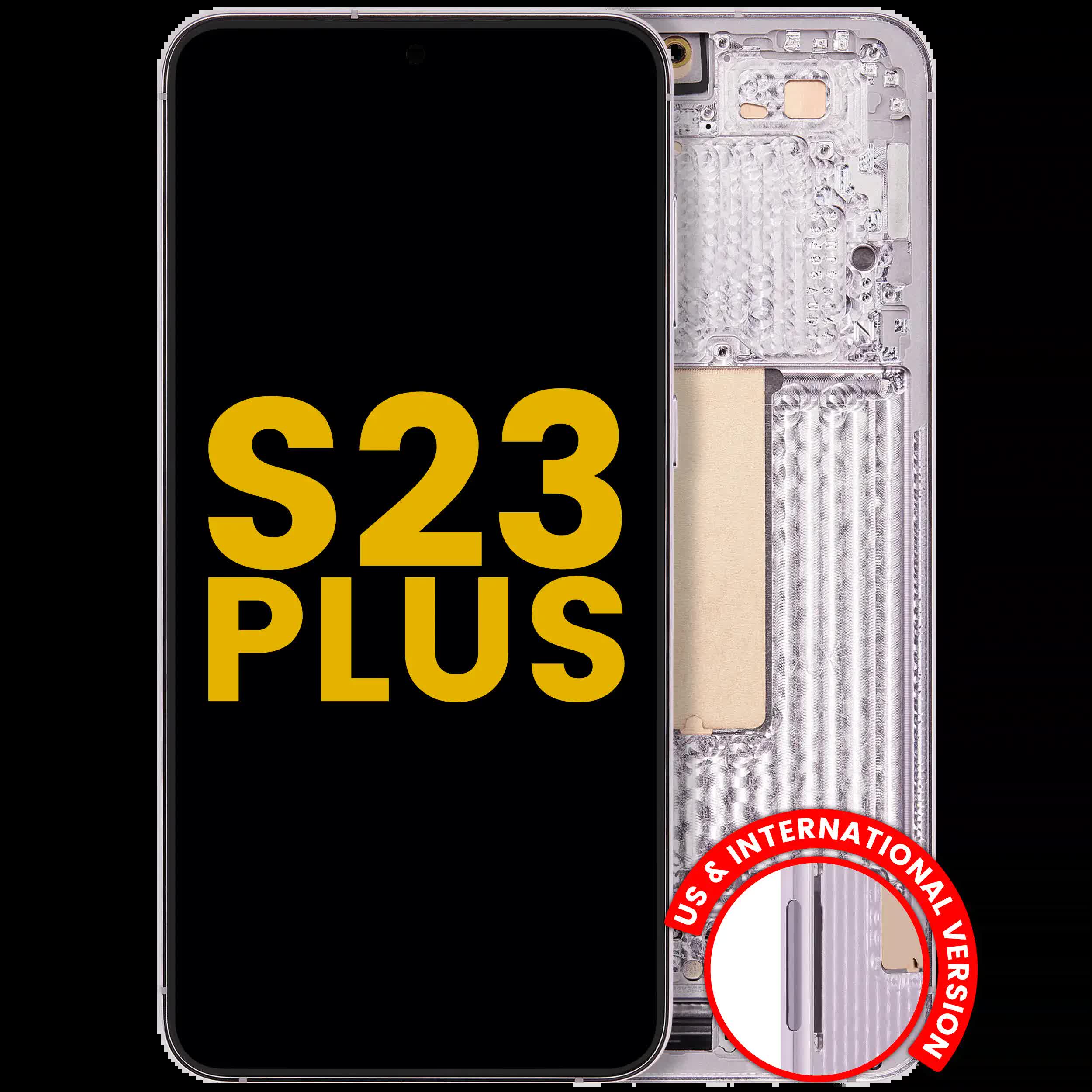 OLED Display mit Rahmen für Samsung Galaxy S23 Plus 5G (US & International) (professionell aufgearbeitet) (Lavender)