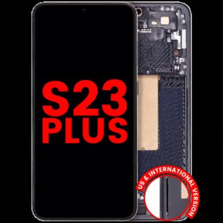 OLED Display mit Rahmen für Samsung Galaxy S23 Plus (US & International) (Aftermarket Plus) (Phantom Black)