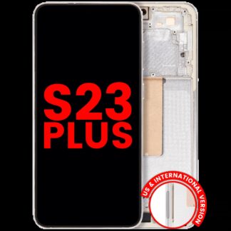 OLED Display mit Rahmen für Samsung Galaxy S23 Plus (US & International) (Aftermarket Plus) (Cream)