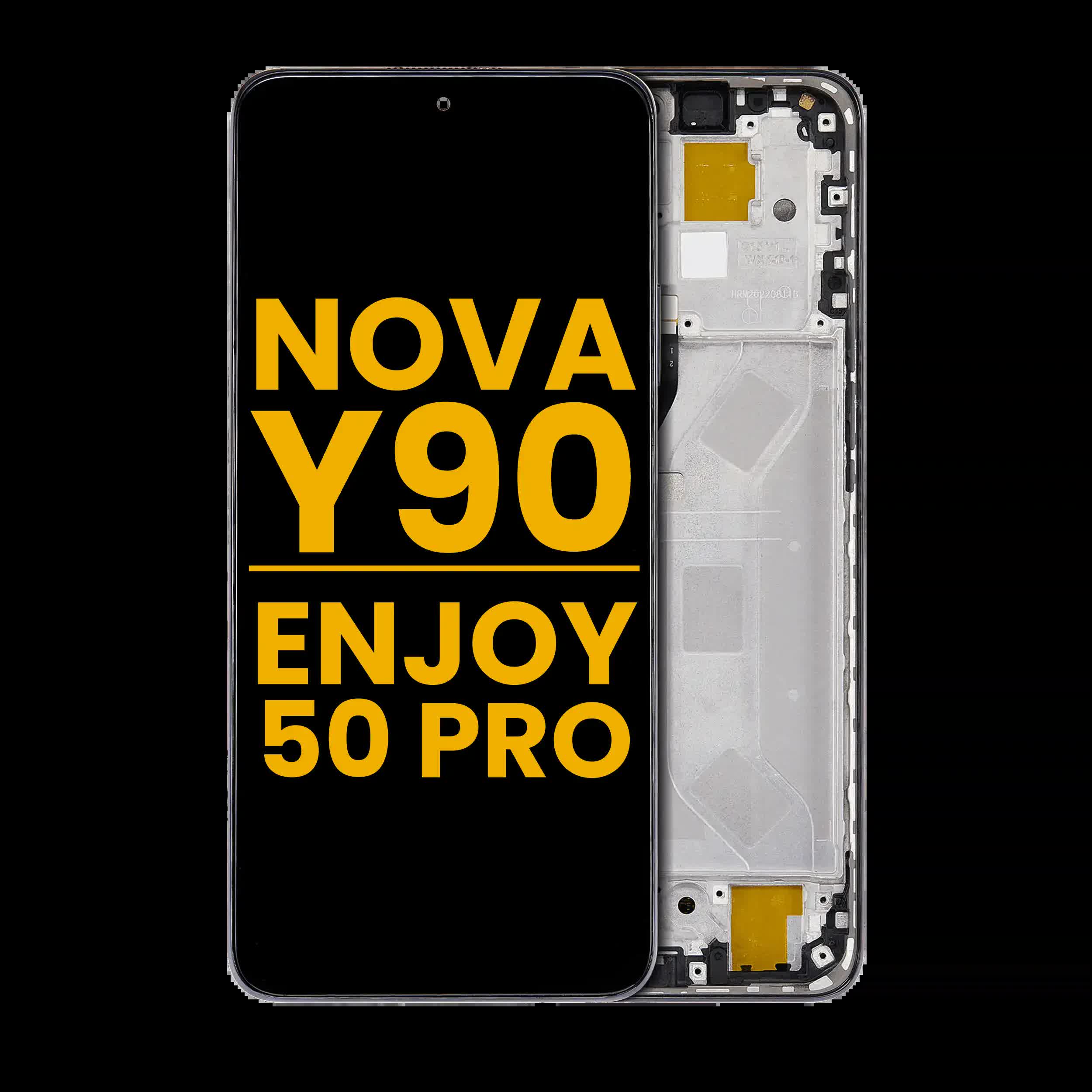 LCD Display mit Rahmen für Huawei Nova Y90 / Enjoy 50 Pro (professionell aufgearbeitet) (Midnight Black (Schwarz))