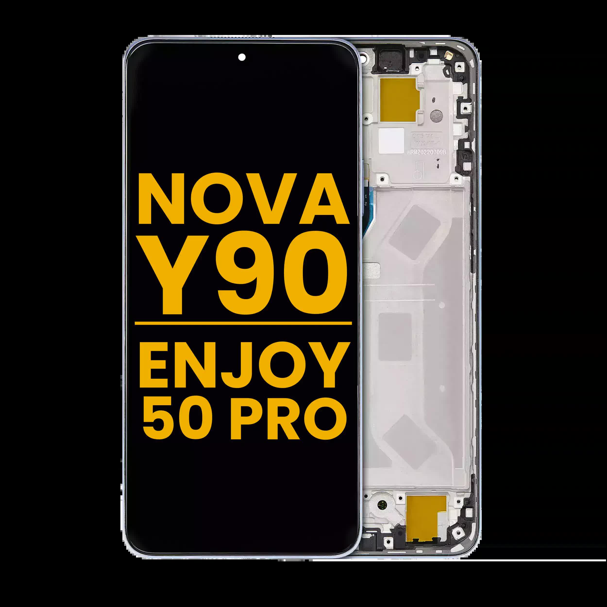 LCD Display mit Rahmen für Huawei Nova Y90 / Enjoy 50 Pro (professionell aufgearbeitet) (Crystal Blue)