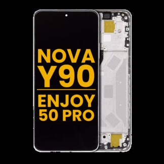 LCD Display mit Rahmen für Huawei Nova Y90 / Enjoy 50 Pro (professionell aufgearbeitet) (Pearl White)