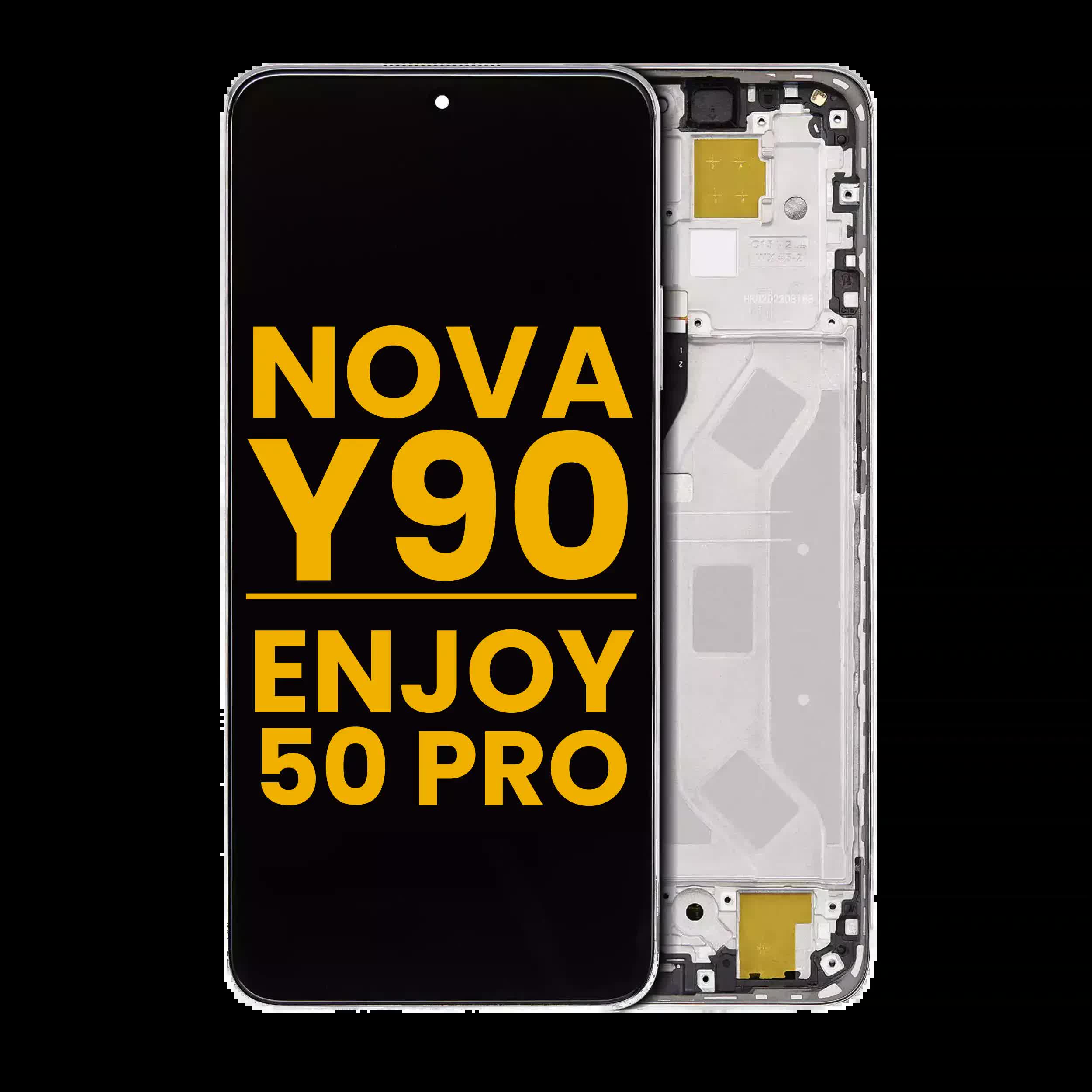 LCD Display mit Rahmen für Huawei Nova Y90 / Enjoy 50 Pro (professionell aufgearbeitet) (Pearl White)