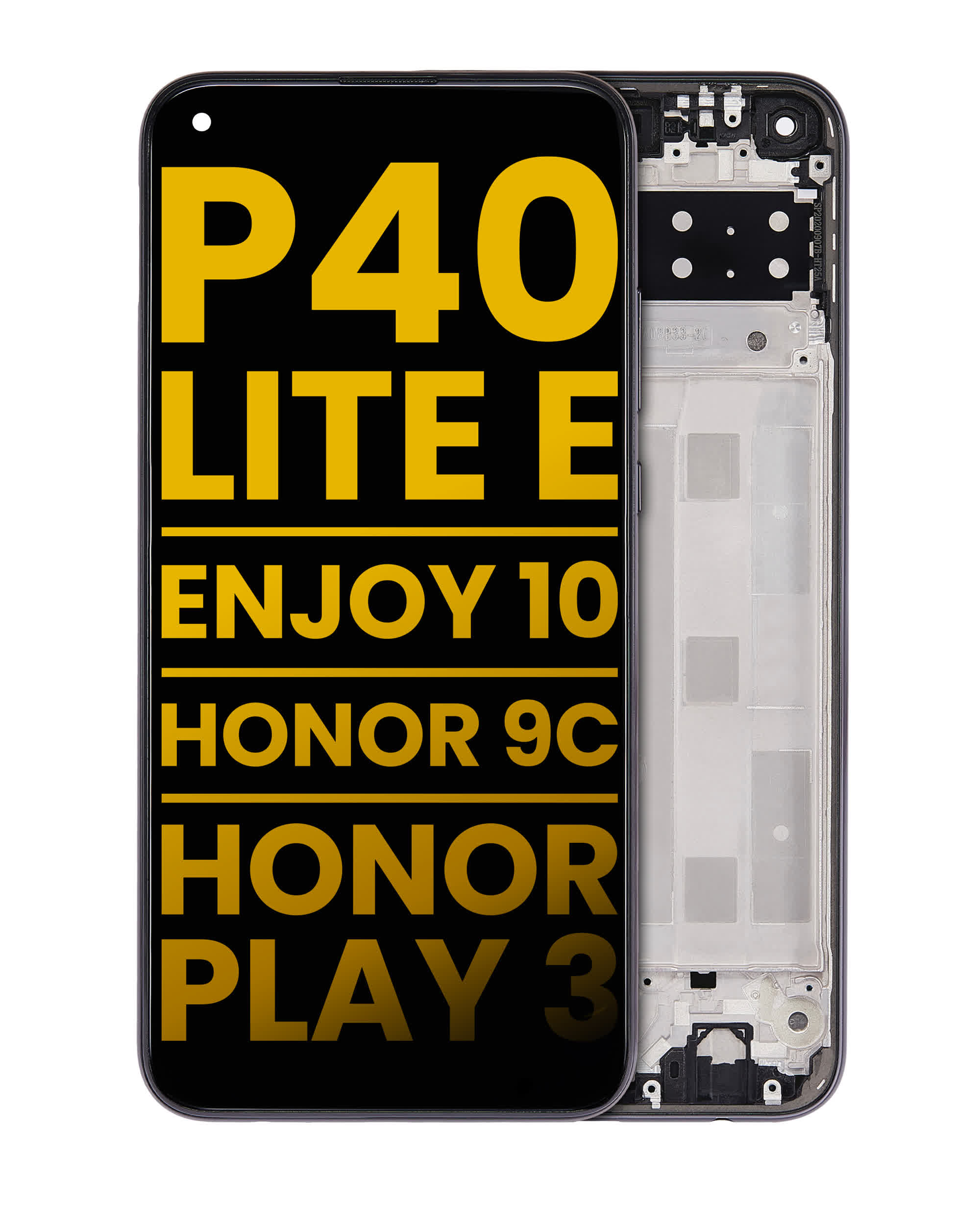 LCD Display mit Rahmen für Huawei P40 lite E / Enjoy 10 / Honor 9C / Honor Play 3 (professionell aufgearbeitet) (Midnight Black (Schwarz))