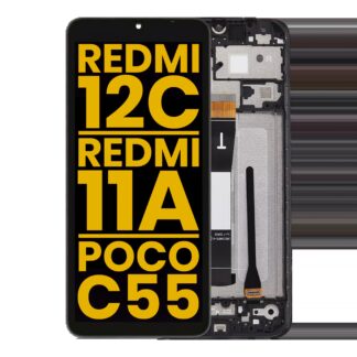 LCD Display mit Rahmen für Xiaomi Redmi 12C / Redmi 11A / Poco C55 (professionell aufgearbeitet)