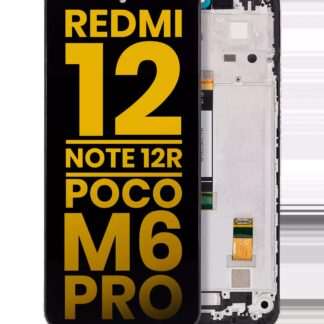 LCD Display mit Rahmen für Xiaomi Redmi 12 4G / Redmi 12 5G /Redmi Note 12R / Poco M6 Pro (professionell aufgearbeitet)