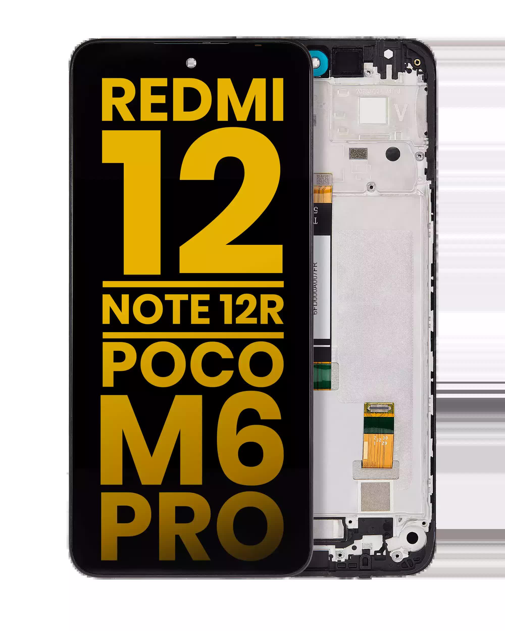 LCD Display mit Rahmen für Xiaomi Redmi 12 4G / Redmi 12 5G /Redmi Note 12R / Poco M6 Pro (professionell aufgearbeitet)