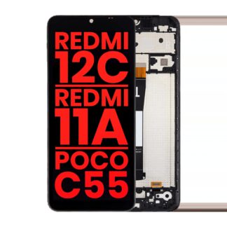 LCD Display mit Rahmen für Xiaomi Redmi 12C / Redmi 11A / Poco C55 (Aftermarket Plus)