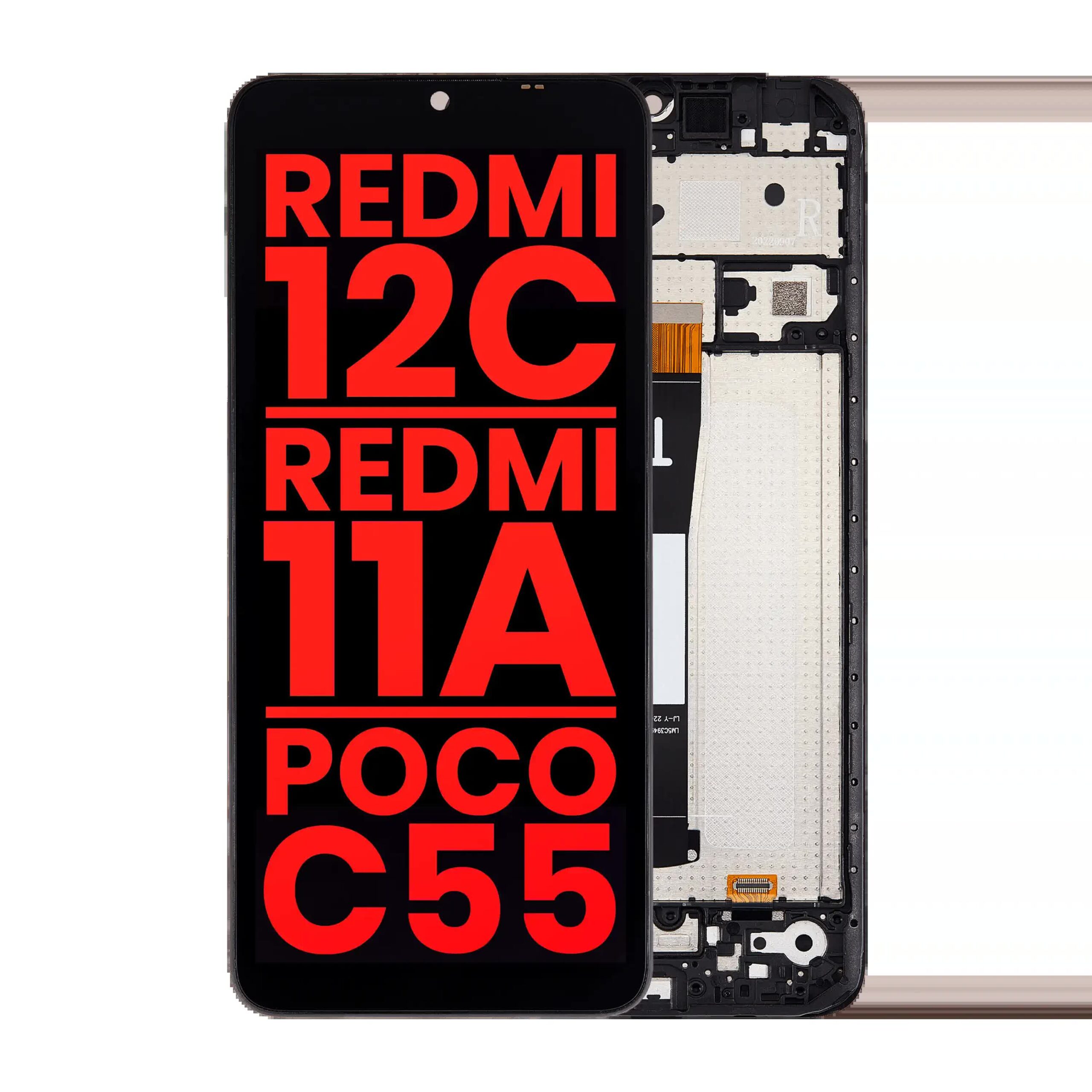 LCD Display mit Rahmen für Xiaomi Redmi 12C / Redmi 11A / Poco C55 (Aftermarket Plus)