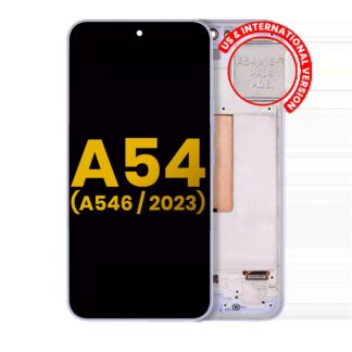 OLED Display mit Rahmen für Samsung Galaxy A54 5G (A546 / 2023) (US & Internationa Versionl) (professionell aufgearbeitet) (Violet (Violett))