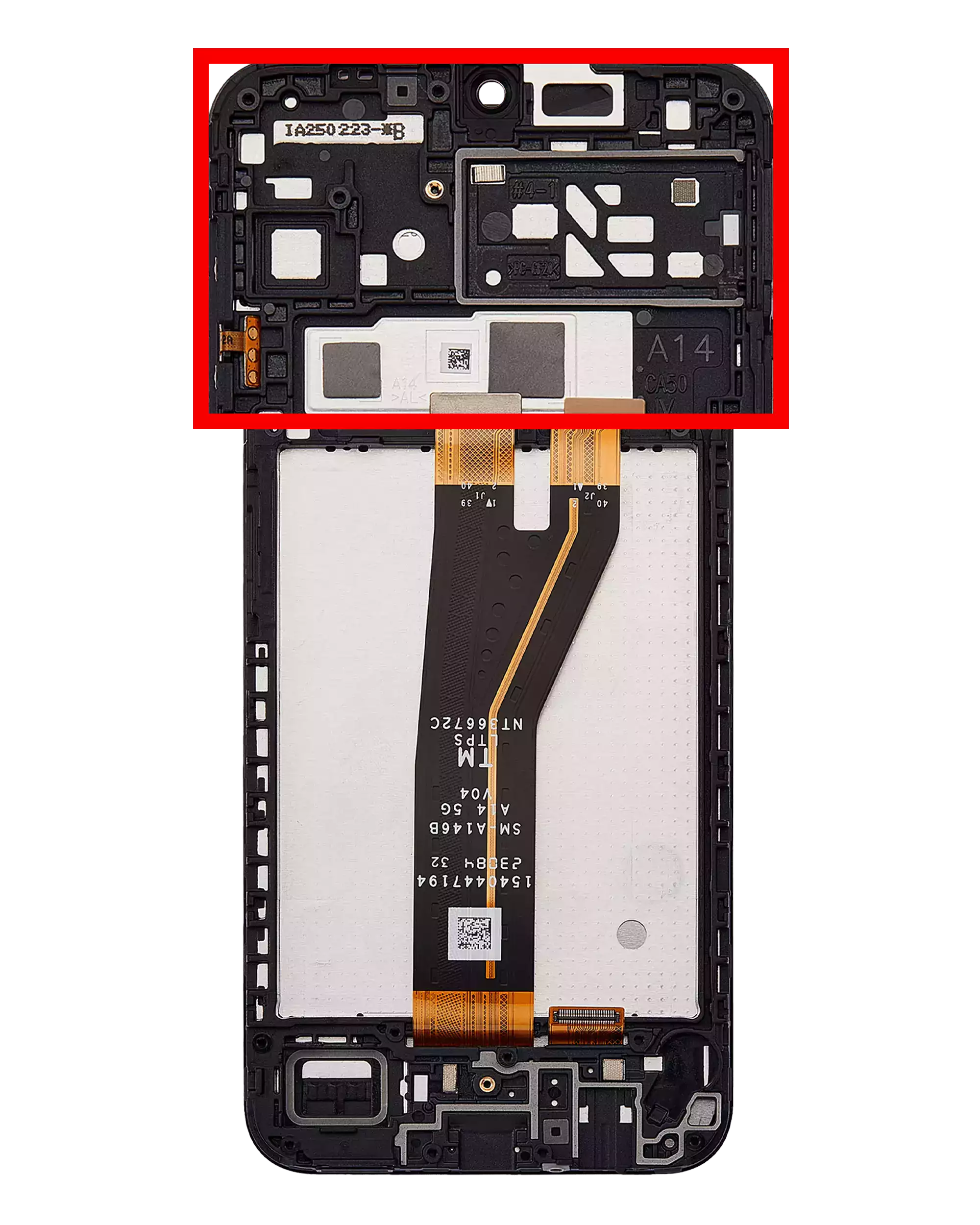LCD Display mit Rahmen für Samsung Galaxy A14 4G (A145F / A145M / 2023) / A14 5G (A146B / 2023) (International Version) (professionell aufgearbeitet) – Bild 3