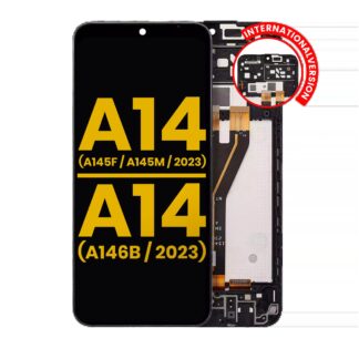 LCD Display mit Rahmen für Samsung Galaxy A14 4G (A145F / A145M / 2023) / A14 5G (A146B / 2023) (International Version) (professionell aufgearbeitet)