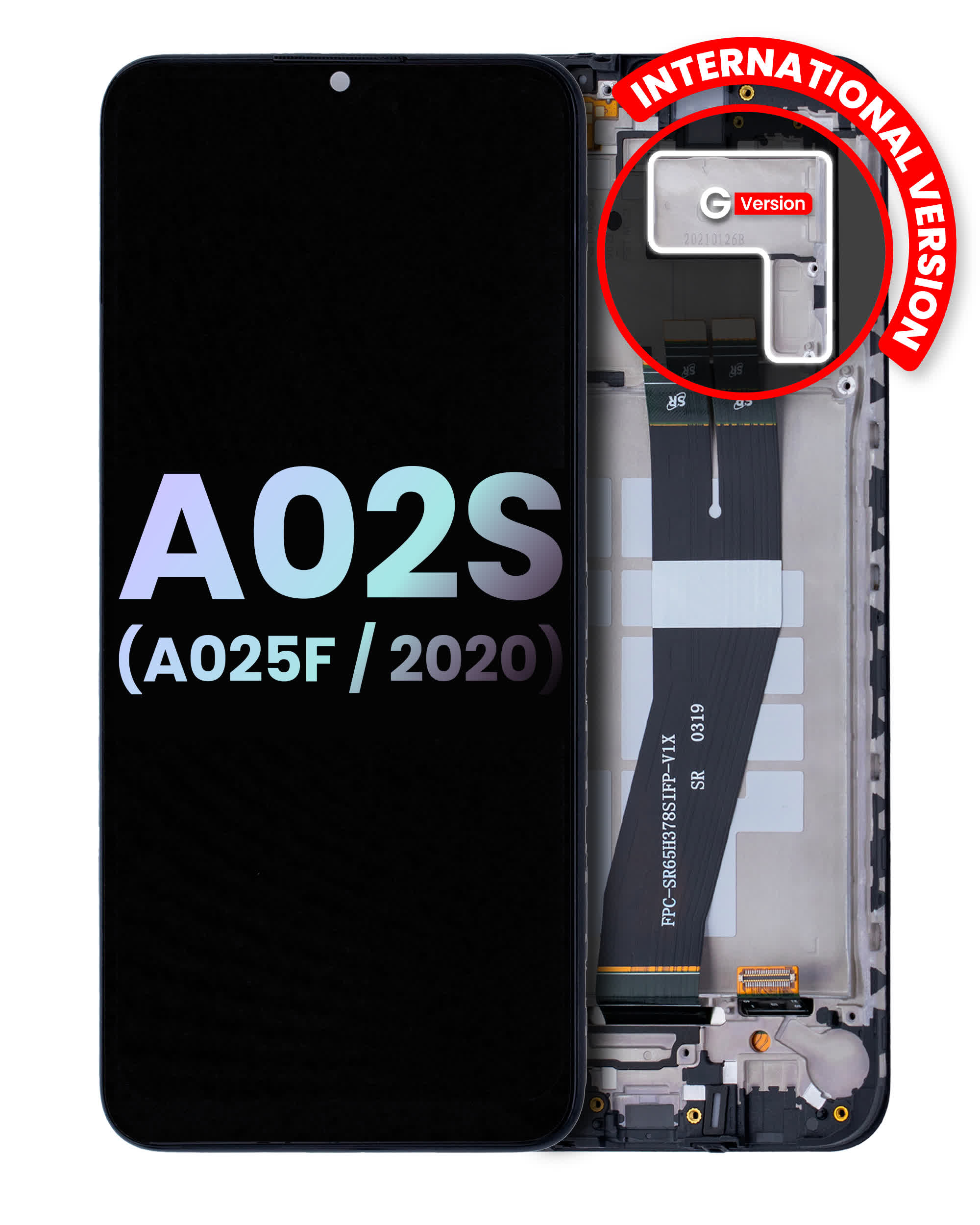 LCD Display mit Rahmen für Samsung Galaxy A02S (A025F / 2020) (International Version) (Service Pack)