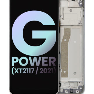 LCD Display mit Rahmen für Motorola Moto G Power (XT2117 / 2021) (Original) (Polar Silver)