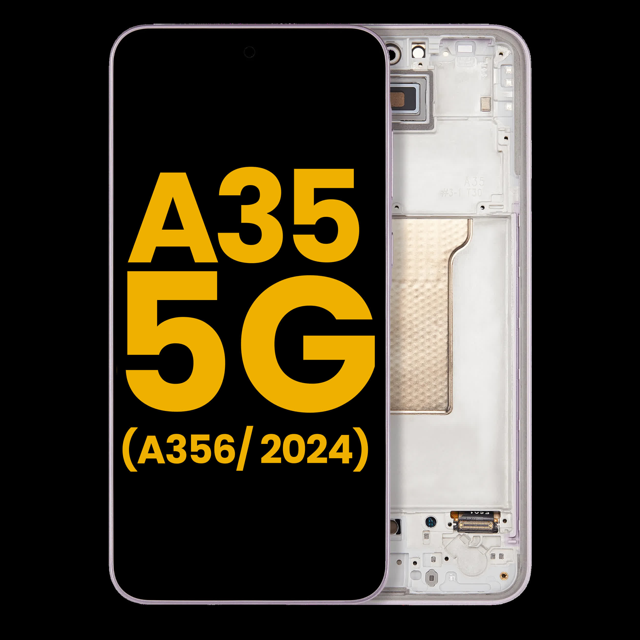 OLED Display mit Rahmen für Samsung Galaxy A35 5G (A356 / 2024) (professionell aufgearbeitet) (Lilac)