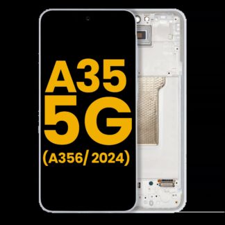 OLED Display mit Rahmen für Samsung Galaxy A35 5G (A356 / 2024) (professionell aufgearbeitet) (Iceblue)