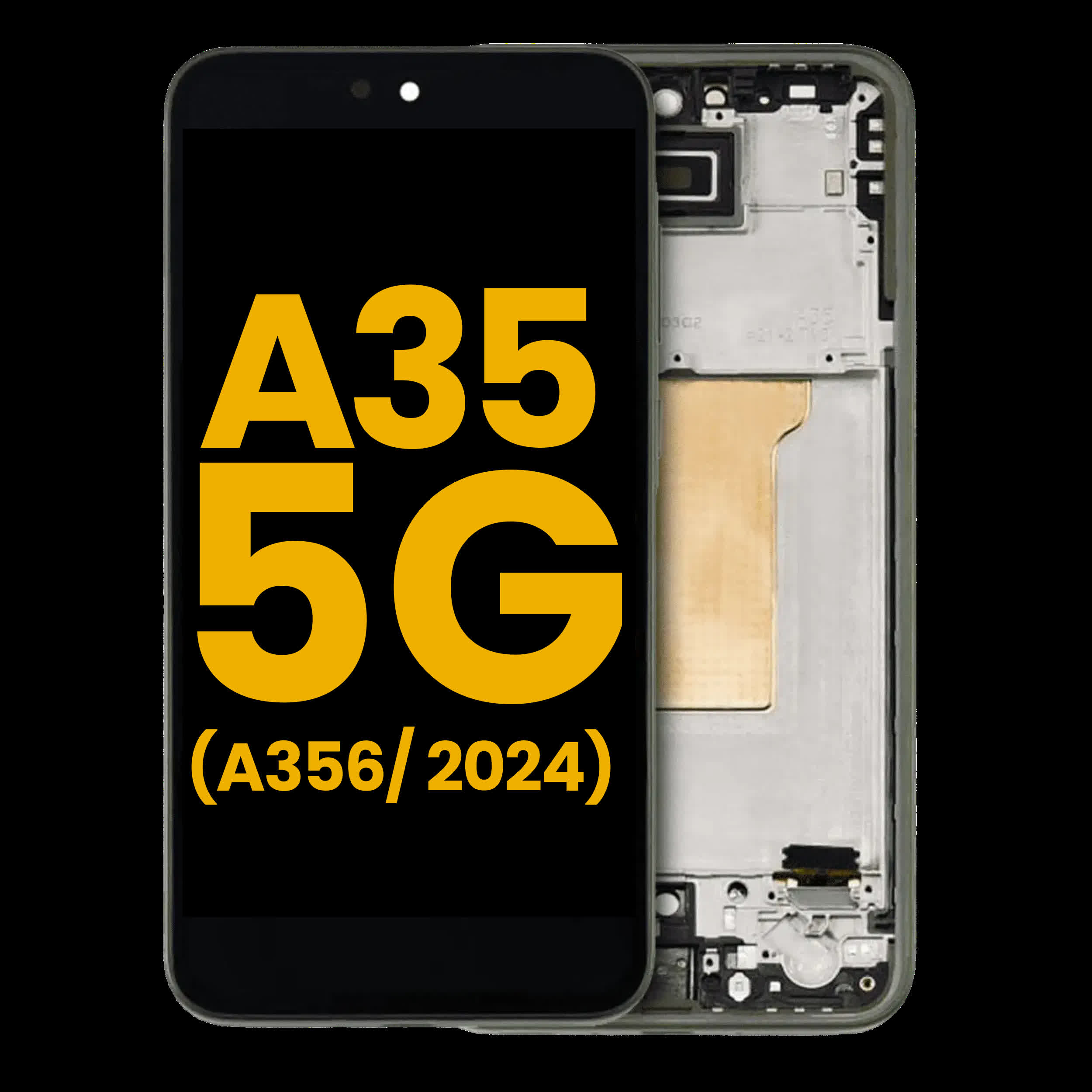 OLED Display mit Rahmen für Samsung Galaxy A35 5G (A356 / 2024) (professionell aufgearbeitet) (Lemon)