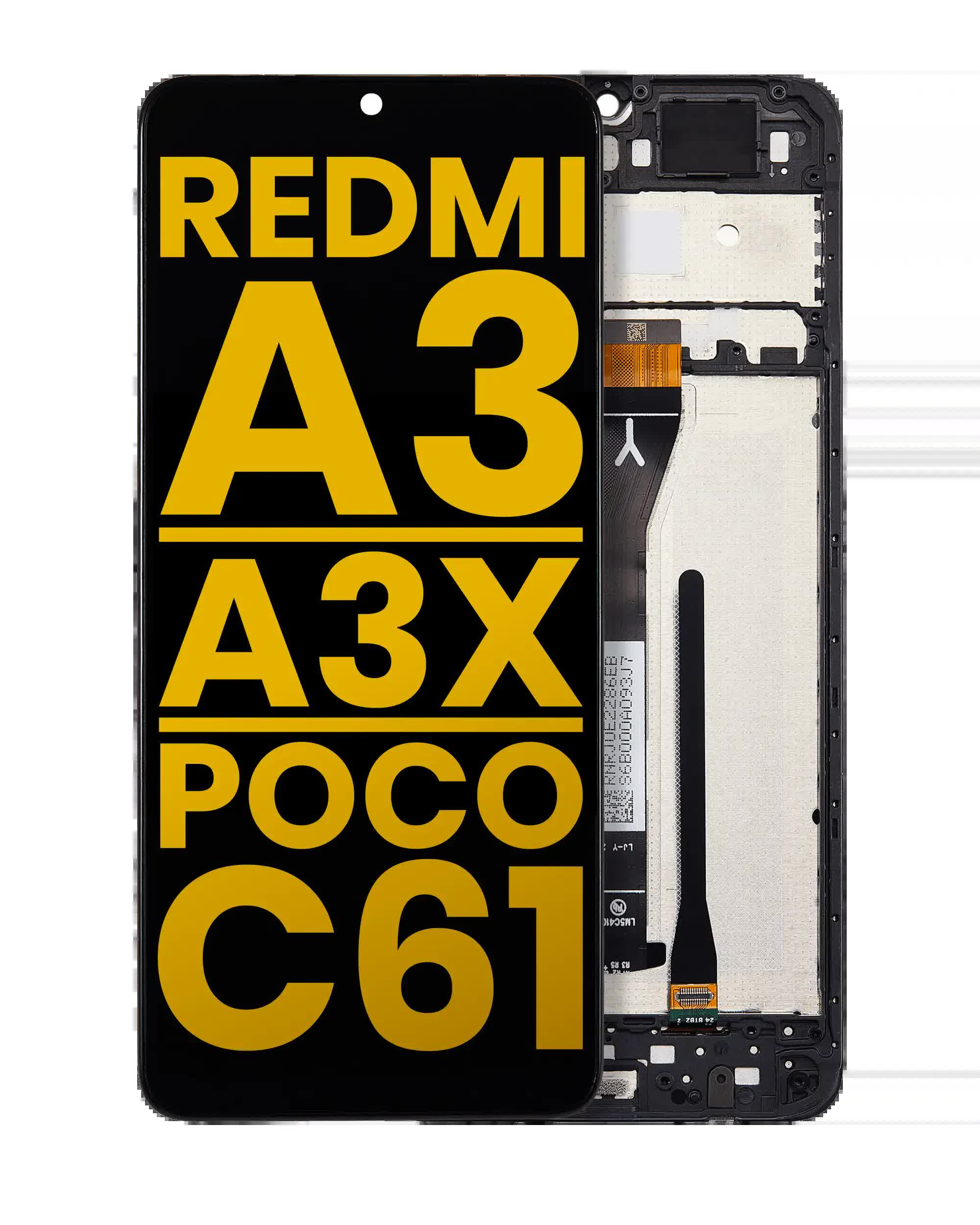 LCD Display mit Rahmen für Xiaomi Redmi A3 / A3x / Poco C61 (professionell aufgearbeitet)