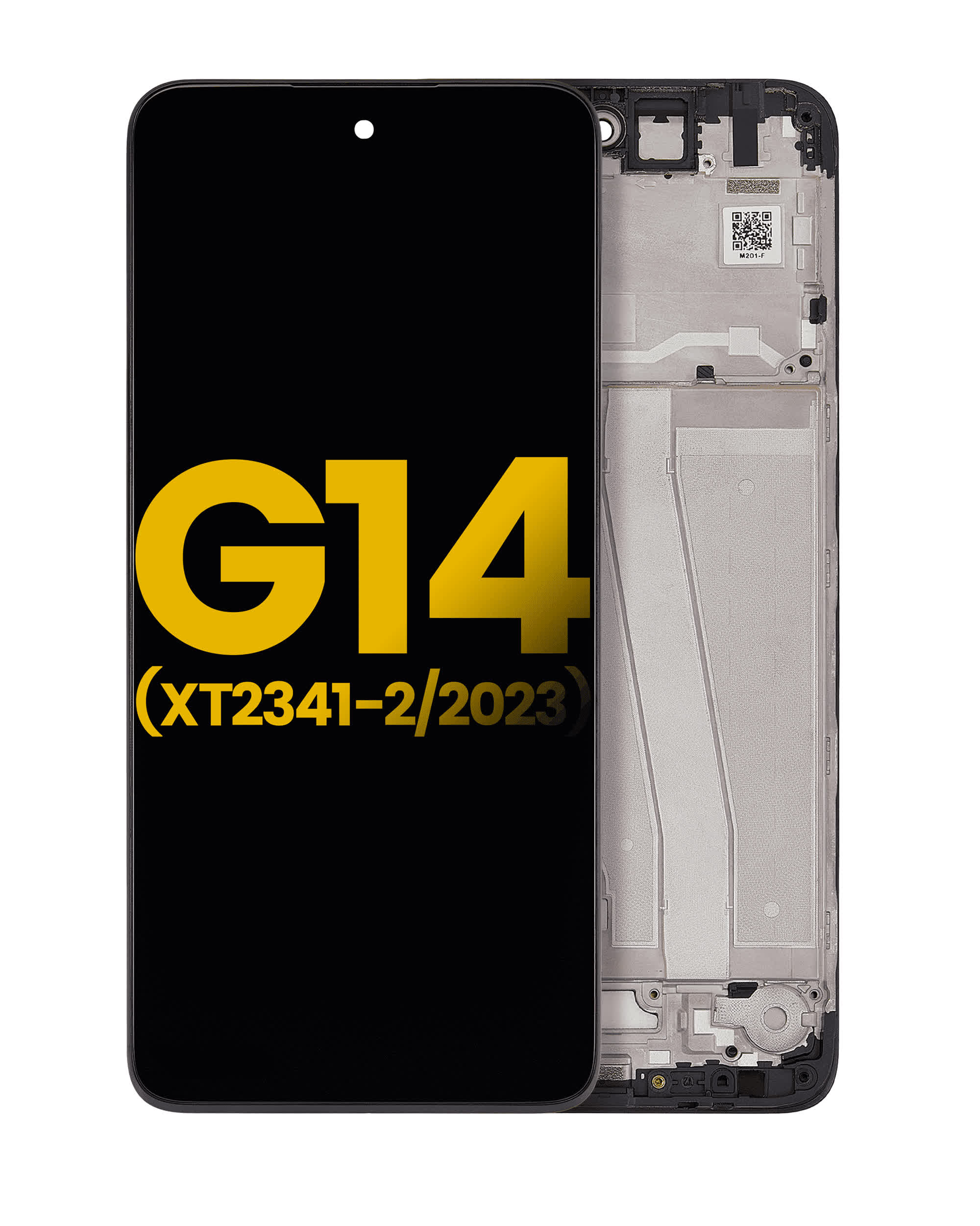 LCD Display mit Rahmen für Motorola Moto G14 (XT2341 / 2023) (professionell aufgearbeitet)