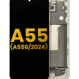 OLED Display mit Rahmen für Samsung Galaxy A55 (A556 / 2024) (professionell aufgearbeitet) (Lemon)